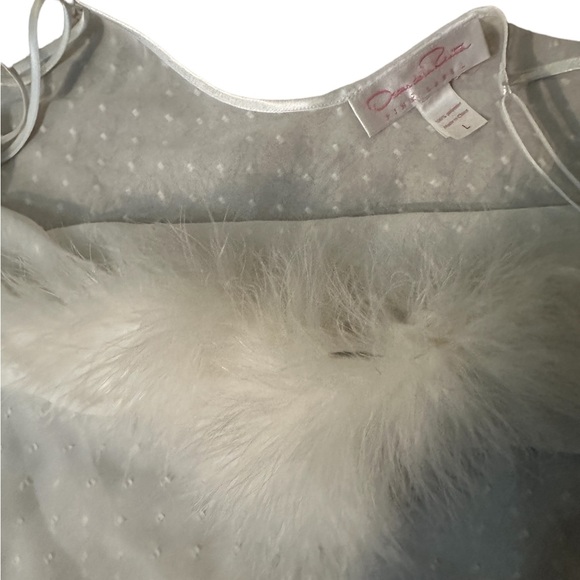 Oscar de la Renta Nightgown with feathers Adjustable strap Large white - Picture 6 of 12